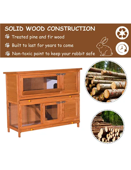 PawHut 48-Inch Antifungal Fir Board Guinea Pigs Hutches Sauce Yellow