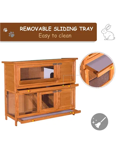 PawHut 48-Inch Antifungal Fir Board Guinea Pigs Hutches Sauce Yellow