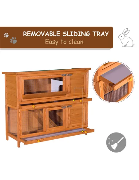 PawHut 48-Inch Antifungal Fir Board Guinea Pigs Hutches Sauce Yellow