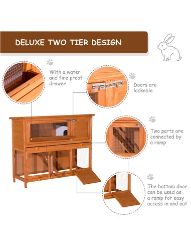 PawHut 48-Inch Antifungal Fir Board Guinea Pigs Hutches Sauce Yellow