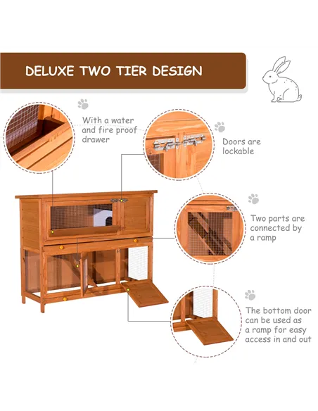 PawHut 48-Inch Antifungal Fir Board Guinea Pigs Hutches Sauce Yellow