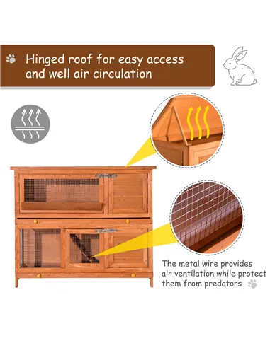 PawHut 48-Inch Antifungal Fir Board Guinea Pigs Hutches Sauce Yellow