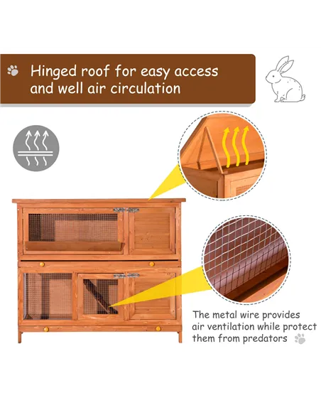 PawHut 48-Inch Antifungal Fir Board Guinea Pigs Hutches Sauce Yellow