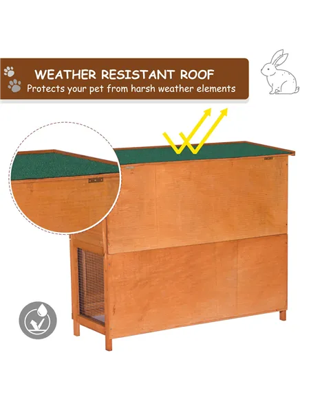 PawHut 48-Inch Antifungal Fir Board Guinea Pigs Hutches Sauce Yellow