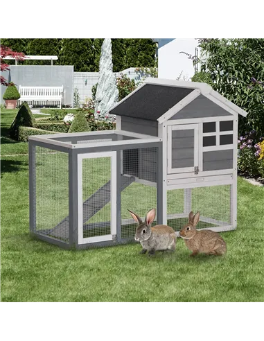 PawHut 2 Tier Wooden Guinea Pigs Hutches Guinea Pig Cage Rabbit Cage Pull Out Tray W/ Ramp 122 x 62.6 x 92 cm