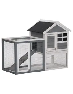 PawHut 2 Tier Wooden Guinea Pigs Hutches Guinea Pig Cage Rabbit Cage Pull Out Tray W/ Ramp 122 x 62.6 x 92 cm 2