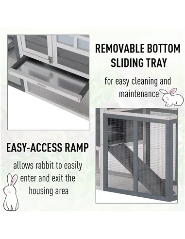 PawHut 2 Tier Wooden Guinea Pigs Hutches Guinea Pig Cage Rabbit Cage Pull Out Tray W/ Ramp 122 x 62.6 x 92 cm