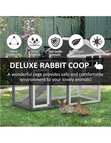 PawHut 2 Tier Wooden Guinea Pigs Hutches Guinea Pig Cage Rabbit Cage Pull Out Tray W/ Ramp 122 x 62.6 x 92 cm