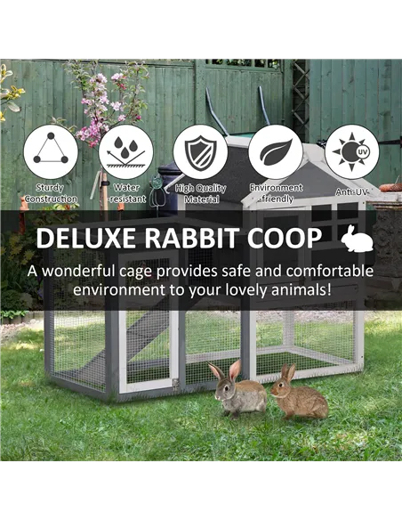 PawHut 2 Tier Wooden Guinea Pigs Hutches Guinea Pig Cage Rabbit Cage Pull Out Tray W/ Ramp 122 x 62.6 x 92 cm