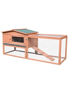 Pawhut 2 Floor Wooden Guinea Pigs Hutches House Bunny Coop Outdoor Garden Backyard, 158L x 58W x 68H cm