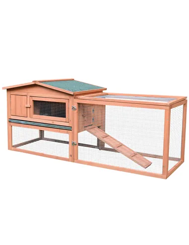 Pawhut 2 Floor Wooden Guinea Pigs Hutches House Bunny Coop Outdoor Garden Backyard, 158L x 58W x 68H cm