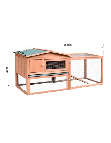 Pawhut 2 Floor Wooden Guinea Pigs Hutches House Bunny Coop Outdoor Garden Backyard, 158L x 58W x 68H cm