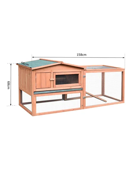 Pawhut 2 Floor Wooden Guinea Pigs Hutches House Bunny Coop Outdoor Garden Backyard, 158L x 58W x 68H cm