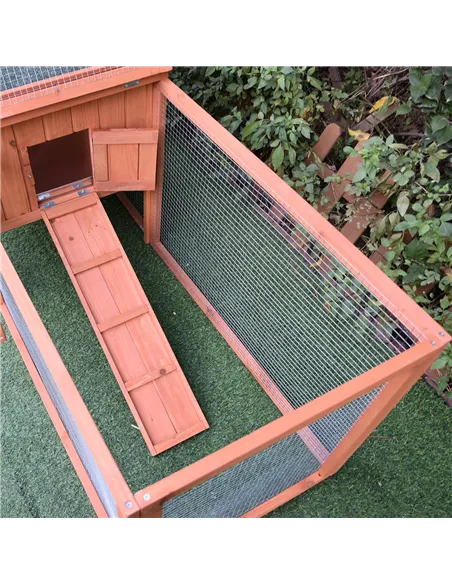 Pawhut 2 Floor Wooden Guinea Pigs Hutches House Bunny Coop Outdoor Garden Backyard, 158L x 58W x 68H cm