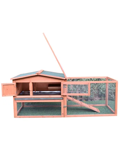 Pawhut 2 Floor Wooden Guinea Pigs Hutches House Bunny Coop Outdoor Garden Backyard, 158L x 58W x 68H cm