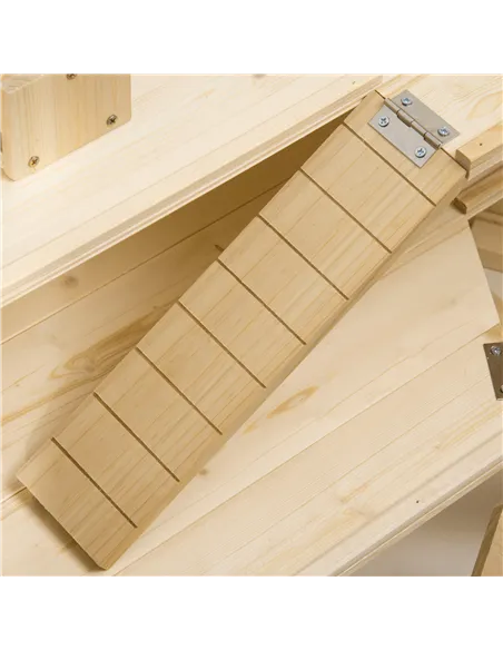 PawHut 3 Tier Wooden Large Hamster Cage with Sliding Tray, Seesaws, Water Bottle, Natural