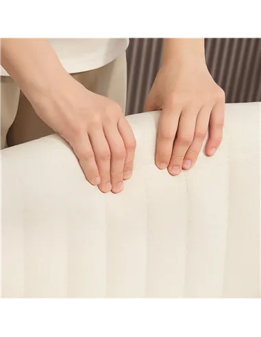 HOMCOM Armless Office Chair No Wheels, Linen Fabric Criss Cross Legged Desk Chair with Wide Seat, Thick Padding, Tilt Function, 