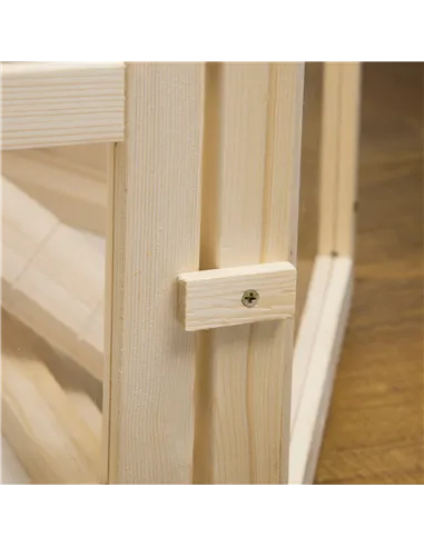 PawHut 3 Tier Wooden Large Hamster Cage with Sliding Tray, Seesaws, Water Bottle, Natural