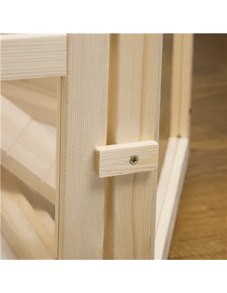 PawHut 3 Tier Wooden Large Hamster Cage with Sliding Tray, Seesaws, Water Bottle, Natural