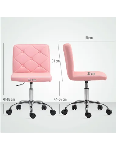 HOMCOM PU Leather Armless Office Chair, Modern Vanity Computer Swivel Chair with Rolling Wheels and Adjustable Height for Home S