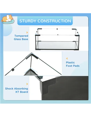 PawHut 3 Tiers Hamster Cage, Gerbil Cage with Deep Glass Bottom, Non-Slip Ramps, Platforms, Hut, Exercise Wheels, Water Bottle, 