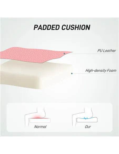 HOMCOM PU Leather Armless Office Chair, Modern Vanity Computer Swivel Chair with Rolling Wheels and Adjustable Height for Home S