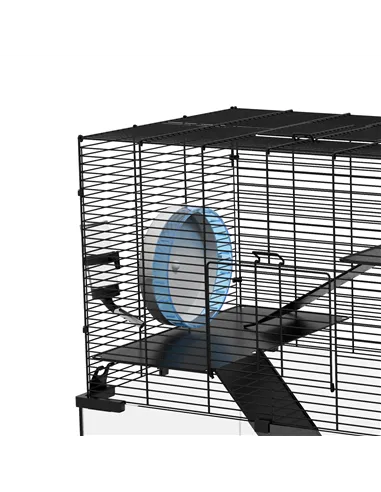 PawHut 3 Tiers Hamster Cage, Gerbil Cage with Deep Glass Bottom, Non-Slip Ramps, Platforms, Hut, Exercise Wheels, Water Bottle, 