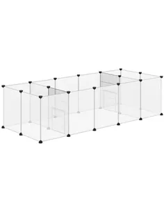 PawHut 18-Panel Small Animal Cage, Pet Playpen, for Guinea Pigs, Hedgehogs - White
