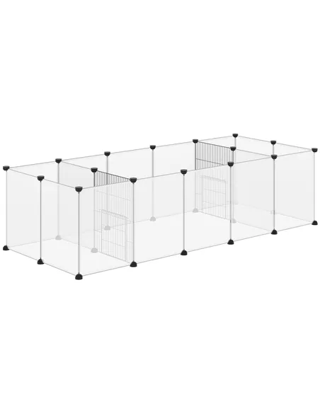 PawHut 18-Panel Small Animal Cage, Pet Playpen, for Guinea Pigs, Hedgehogs - White