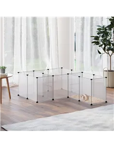 PawHut 18-Panel Small Animal Cage, Pet Playpen, for Guinea Pigs, Hedgehogs - White 2