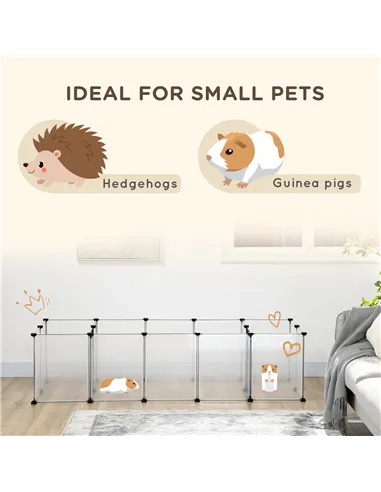 PawHut 18-Panel Small Animal Cage, Pet Playpen, for Guinea Pigs, Hedgehogs - White
