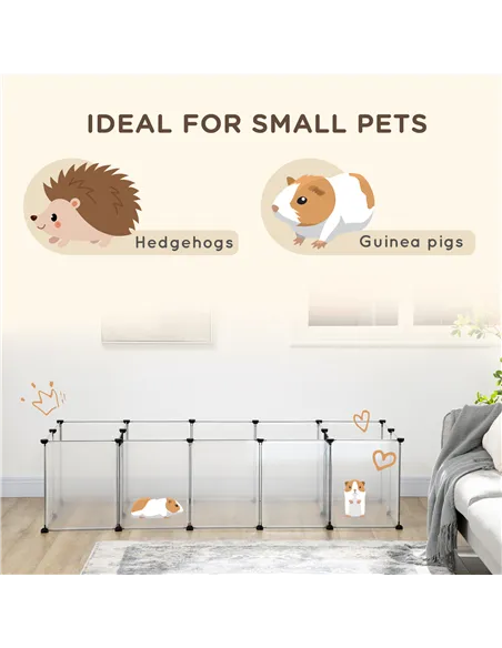 PawHut 18-Panel Small Animal Cage, Pet Playpen, for Guinea Pigs, Hedgehogs - White