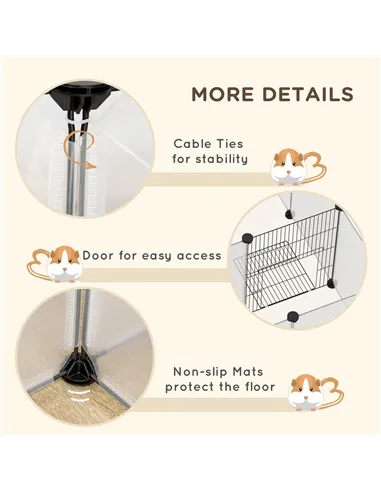 PawHut 18-Panel Small Animal Cage, Pet Playpen, for Guinea Pigs, Hedgehogs - White