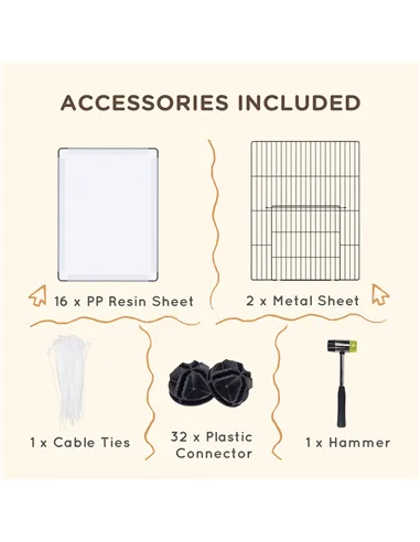 PawHut 18-Panel Small Animal Cage, Pet Playpen, for Guinea Pigs, Hedgehogs - White