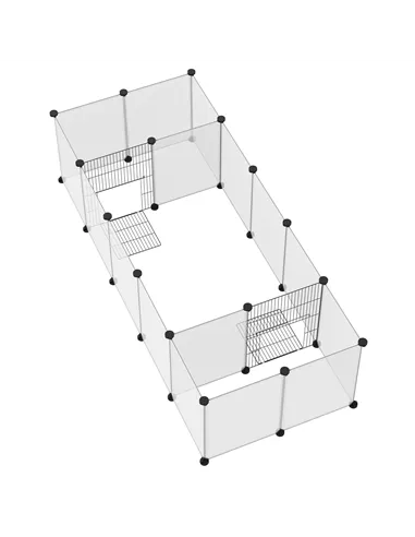 PawHut 18-Panel Small Animal Cage, Pet Playpen, for Guinea Pigs, Hedgehogs - White