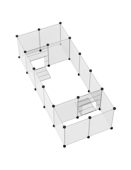 PawHut 18-Panel Small Animal Cage, Pet Playpen, for Guinea Pigs, Hedgehogs - White