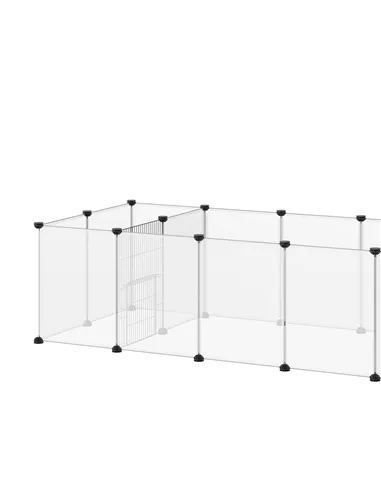 PawHut 18-Panel Small Animal Cage, Pet Playpen, for Guinea Pigs, Hedgehogs - White