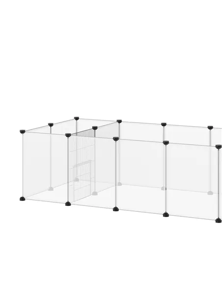 PawHut 18-Panel Small Animal Cage, Pet Playpen, for Guinea Pigs, Hedgehogs - White