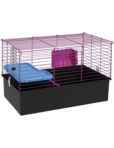 PawHut Chinchillas Small Rabbit Guinea Pig Small Animal Cage, Pet Playhouse, with Platform, Ramp, 71 x 46 x 47cm