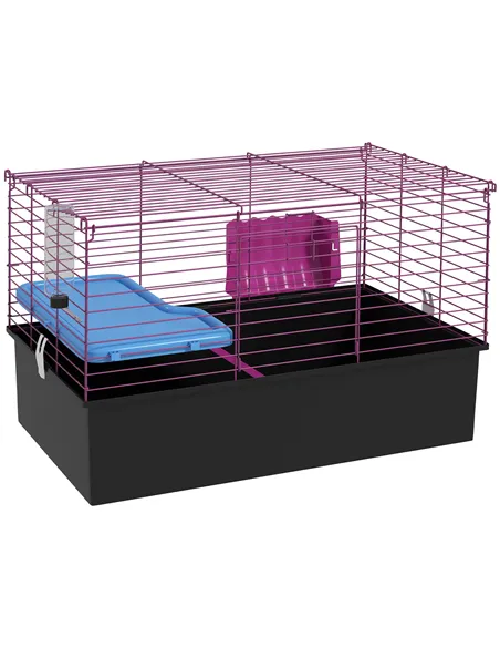 PawHut Chinchillas Small Rabbit Guinea Pig Small Animal Cage, Pet Playhouse, with Platform, Ramp, 71 x 46 x 47cm