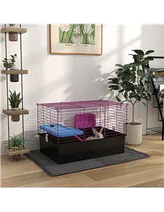 PawHut Chinchillas Small Rabbit Guinea Pig Small Animal Cage, Pet Playhouse, with Platform, Ramp, 71 x 46 x 47cm 2