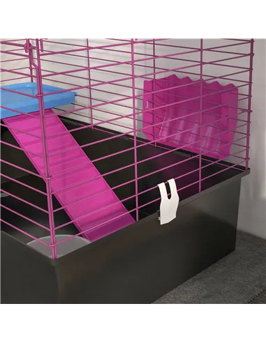 PawHut Chinchillas Small Rabbit Guinea Pig Small Animal Cage, Pet Playhouse, with Platform, Ramp, 71 x 46 x 47cm