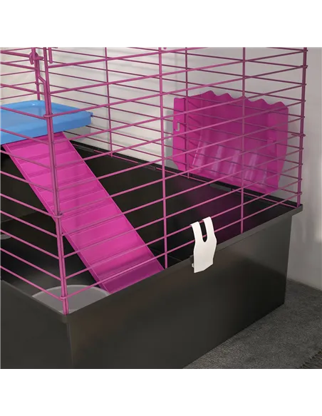 PawHut Chinchillas Small Rabbit Guinea Pig Small Animal Cage, Pet Playhouse, with Platform, Ramp, 71 x 46 x 47cm