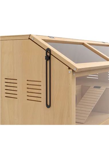 PawHut Hamster Cage, Wooden Small Animal Cage for Gerbils, Mice w/ Suspension Bridge, Openable Top, Hut, 85 x 45 x 44cm Nature