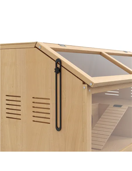 PawHut Hamster Cage, Wooden Small Animal Cage for Gerbils, Mice w/ Suspension Bridge, Openable Top, Hut, 85 x 45 x 44cm Nature