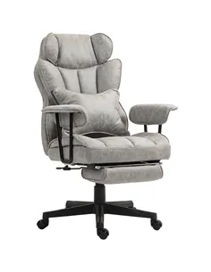 HOMCOM Office Chair with 6 Point Massage and Heat, Ergonomic Desk Chair with Foot Rest, Lumbar Support, Reclining Function and W