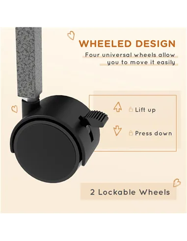 PawHut Small Animal Cage for Chinchilla Ferret Kitten on Wheels with Hammock Removable Tray, Grey