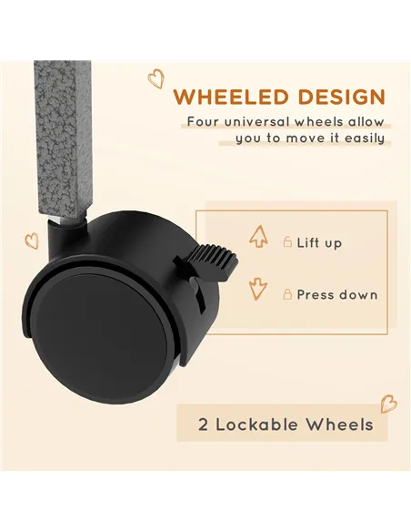 PawHut Small Animal Cage for Chinchilla Ferret Kitten on Wheels with Hammock Removable Tray, Grey