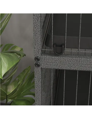 PawHut Small Animal Cage for Chinchilla Ferret Kitten on Wheels with Hammock Removable Tray, Grey