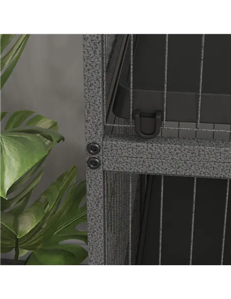 PawHut Small Animal Cage for Chinchilla Ferret Kitten on Wheels with Hammock Removable Tray, Grey